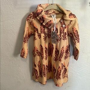 Kate Quinn NWT Feather Print Long Sleeve Dress With Pockets